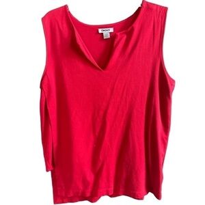 DKNY Red Knit Sleeveless Latered Top Size‎ Large